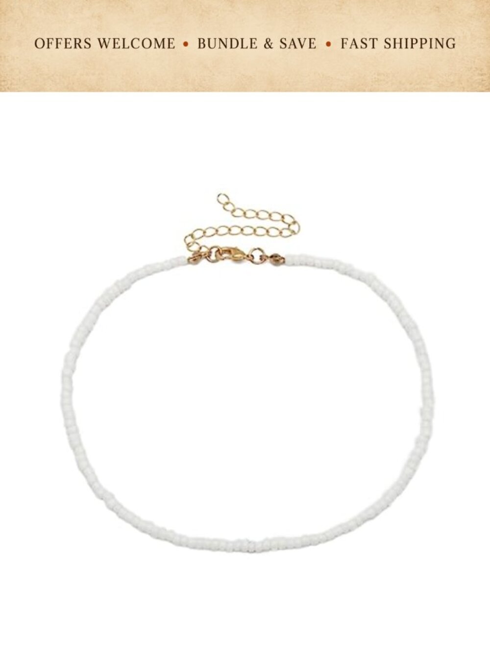Boho Beaded Choker Necklace Seed Bead Ball Chain Women Girls Jewelry